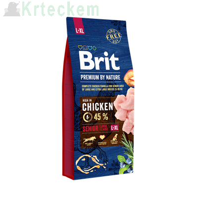 BRIT Premium By Nature Senior L+XL 15kg +  BRIT Jerky Snack Chicken with Insect 80g SLEVA 2%