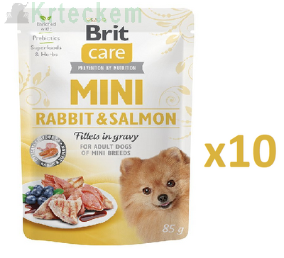 Brit Care Mini Rabbit & Salmon fillets in gravy 10x85g