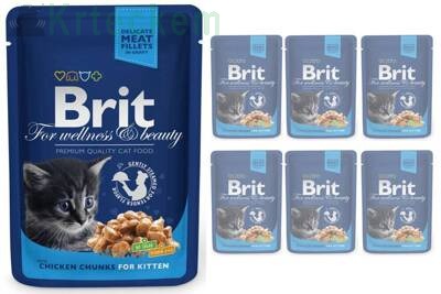 Brit cat Kitten Pouches s kuřecími kousky v omáčce 12x100 g