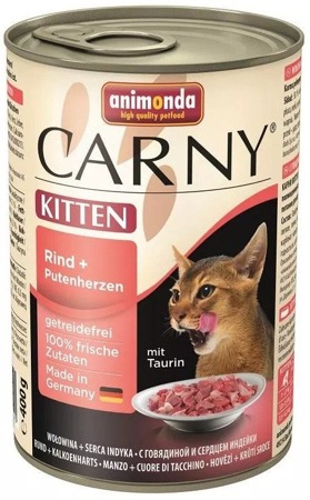 ANIMONDA Cat Carny Kitten chuť: hovězí, krůtí srdce 400g