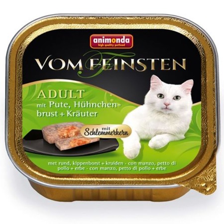 ANIMONDA Cat Vom Feinsten pro dospělé s náplní: krůtí, kuřecí prsa a bylinky 100g