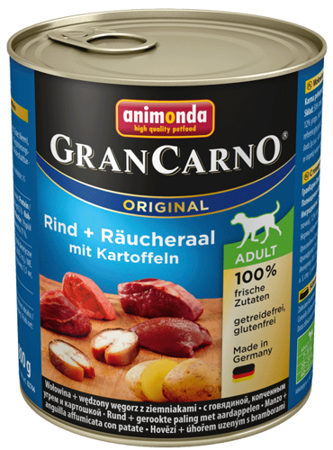 Animonda Dog konzerva GRANCARNO Adult - hovězí + úhořem uzený s bramborami 800g