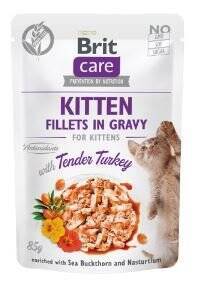 BRIT CARE Cat Kitten Fillets in Gravy with Tender Turkey Enriched with Sea Buckthorn and Nasturtium 85g