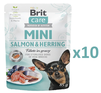 Brit Care Mini Salmon & Herring fillets in gravy 10x85g
