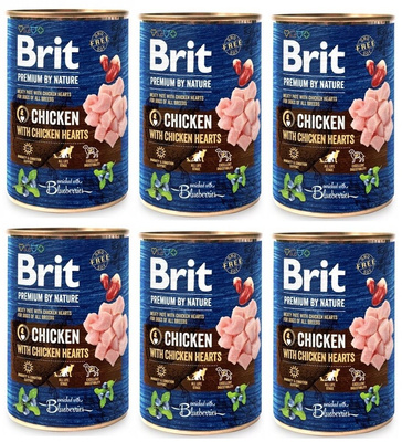 Brit Premium by Nature Chicken With Chicken Hearts 12x400g SLEVA 2%