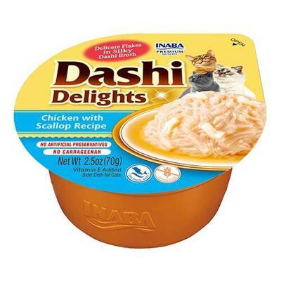 Inaba DASHI doplňkové krmivo pro kočky - vývar s příchutí kuřete a mušlí 70 g 