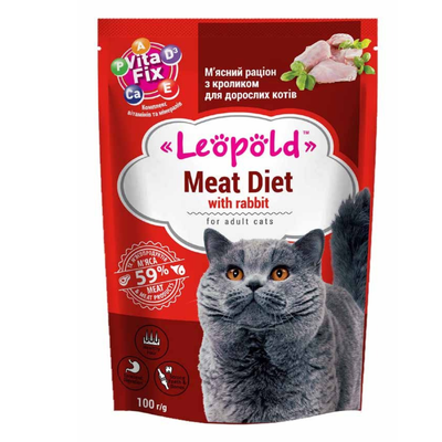Leopold masová strava s králíkem pro kočky 24x100g  5% SLEVA