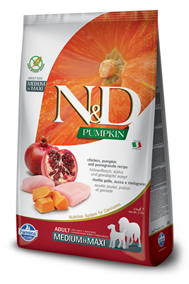 N&D Pumpkin Grain Free canine CHICKEN AND POMEGRANATE ADULT MEDIUM & MAXI 12kg