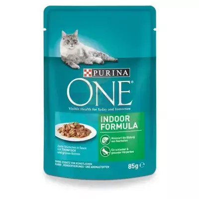 Purina One Cat Indoor s tuňákem a zelenými fazolkami 85g