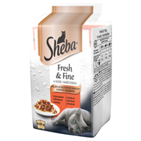 SHEBA sáček 6x50g Fresh & Fine - vlhké krmivo pro kočky v omáčce (s hovězím masem, s kuřecím masem)
